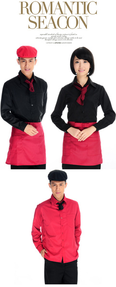 秋冬酒店工作服 中餐厅服务员制服与火锅店围裙的搭配艺术